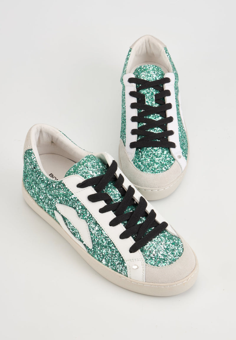 Baskets En Cuir-Colette-Glitter Vert