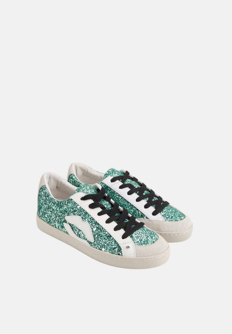 Baskets En Cuir-Colette-Glitter Vert