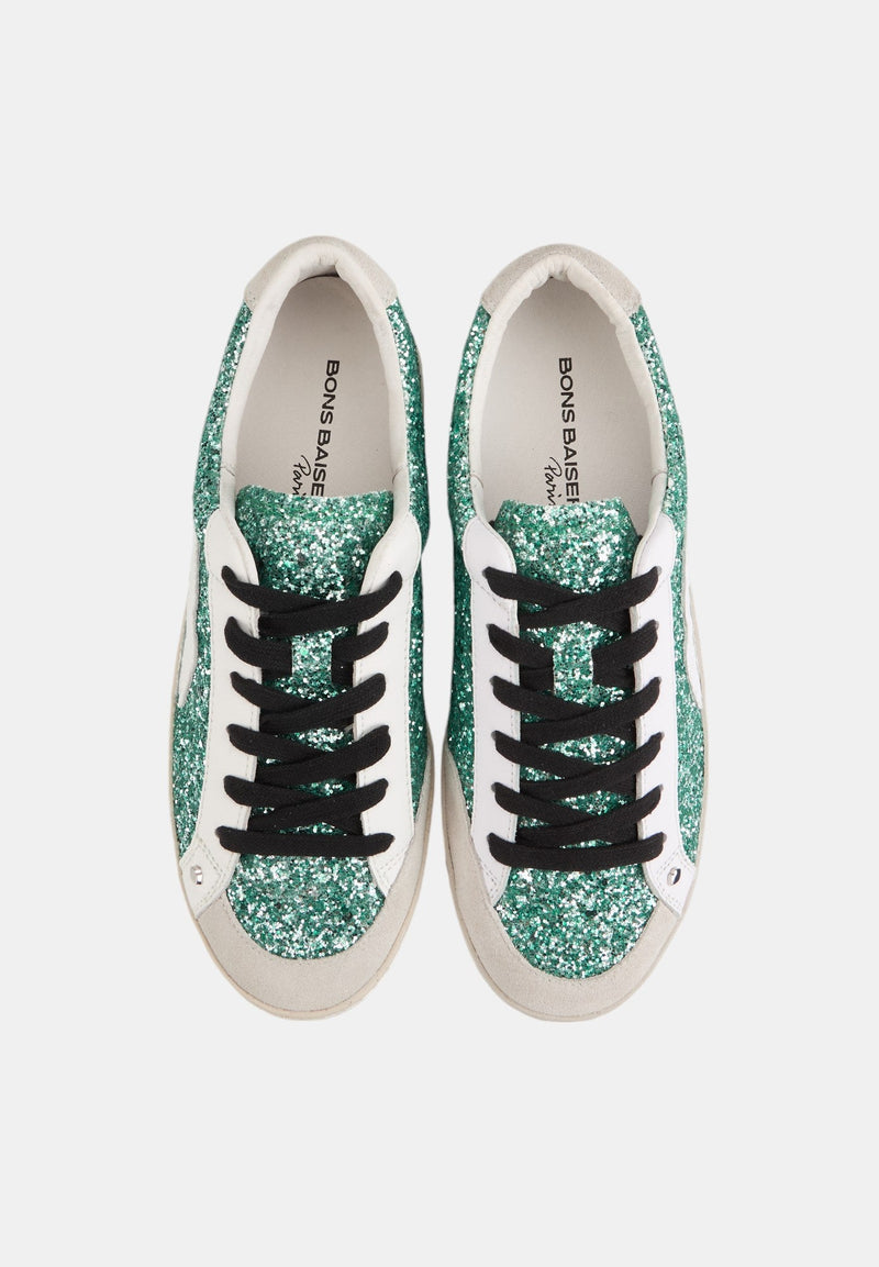 Baskets En Cuir-Colette-Glitter Vert