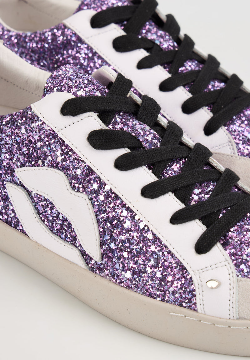 Baskets En Cuir-Colette-Glitter Violet