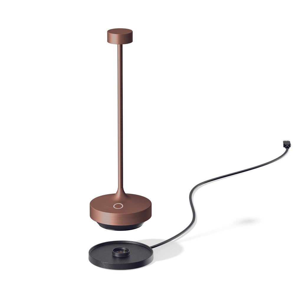 Ruby - Lampe De Table Sans Fil - Acier - Marron
