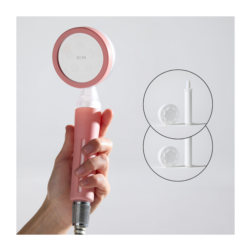 Pommeau de Douche Filtrant Blanc + 2 Filtres (4 Mois de Filtration)