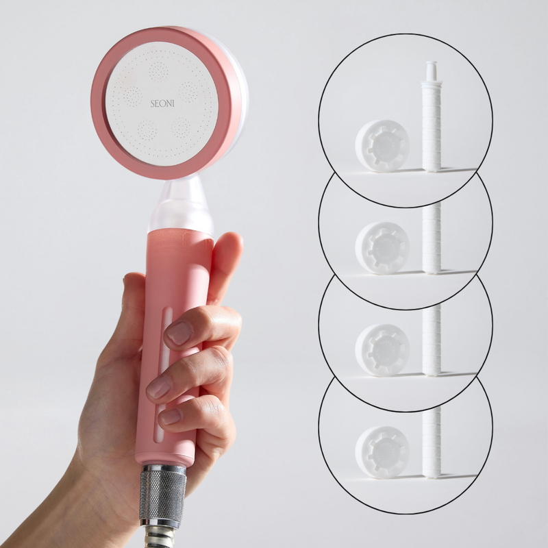 Pommeau de Douche Filtrant Blanc + 4 Filtres (8 Mois de Filtration)