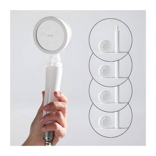 Pommeau de Douche Filtrant Blanc + 4 Filtres (8 Mois de Filtration)