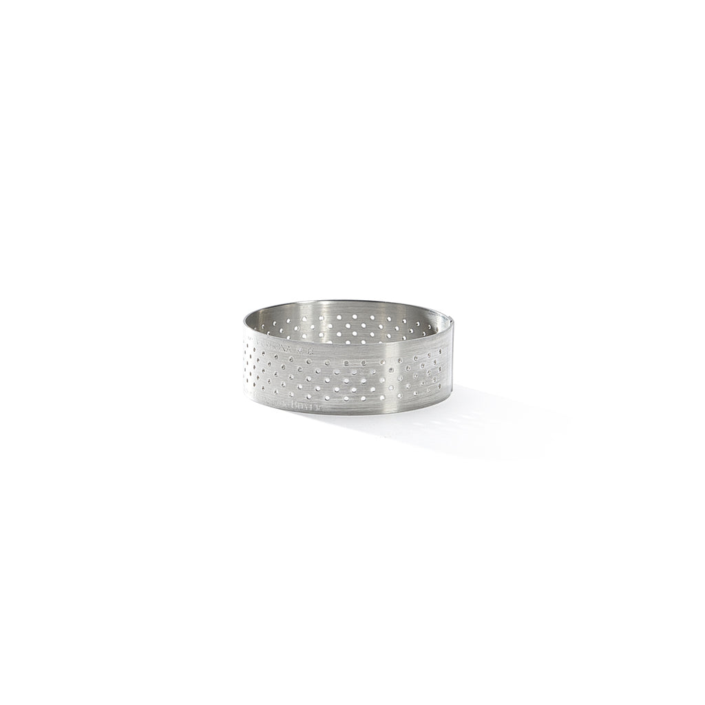 Aro Para Tarta Perforado De Acero Inoxidable Con Borde Recto - Ø 55 Cm - Al. 2 Cm