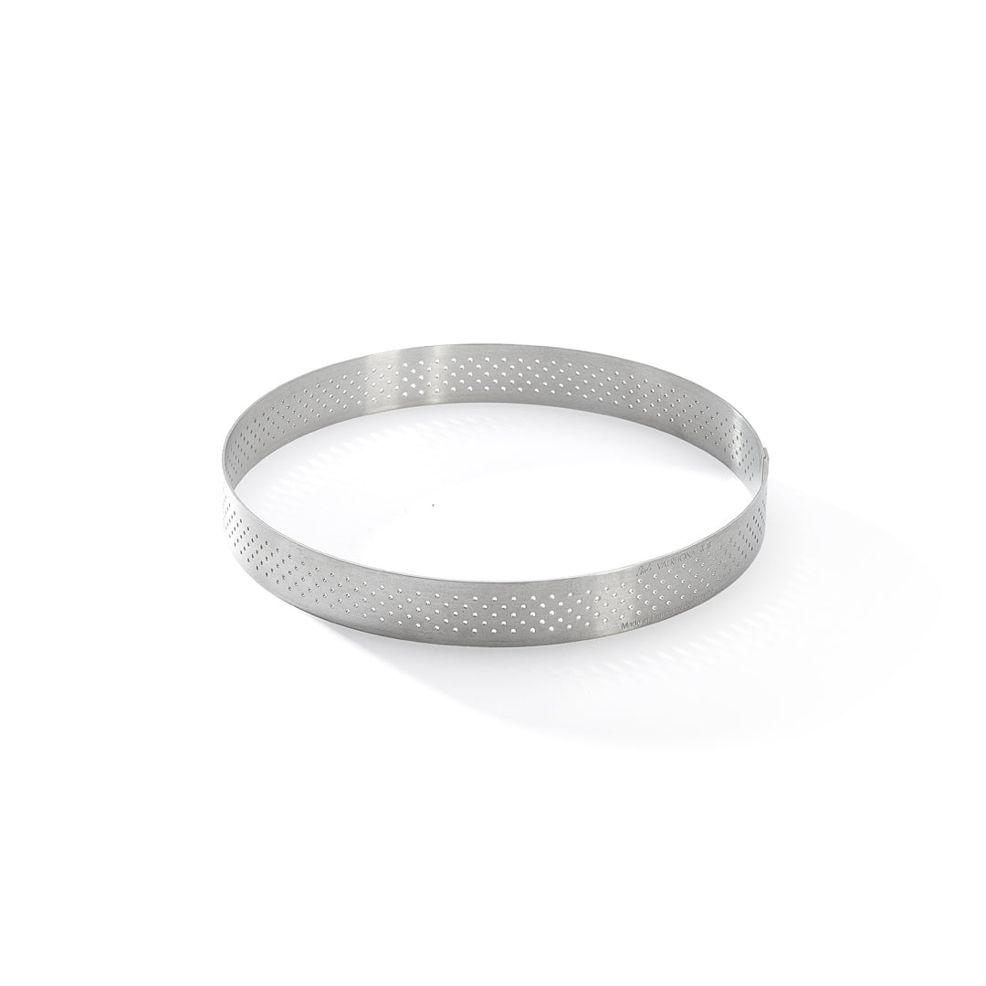 Aro para tarta perforado de acero inoxidable con borde recto - Ø 15,5 cm - Alt. 2 cm