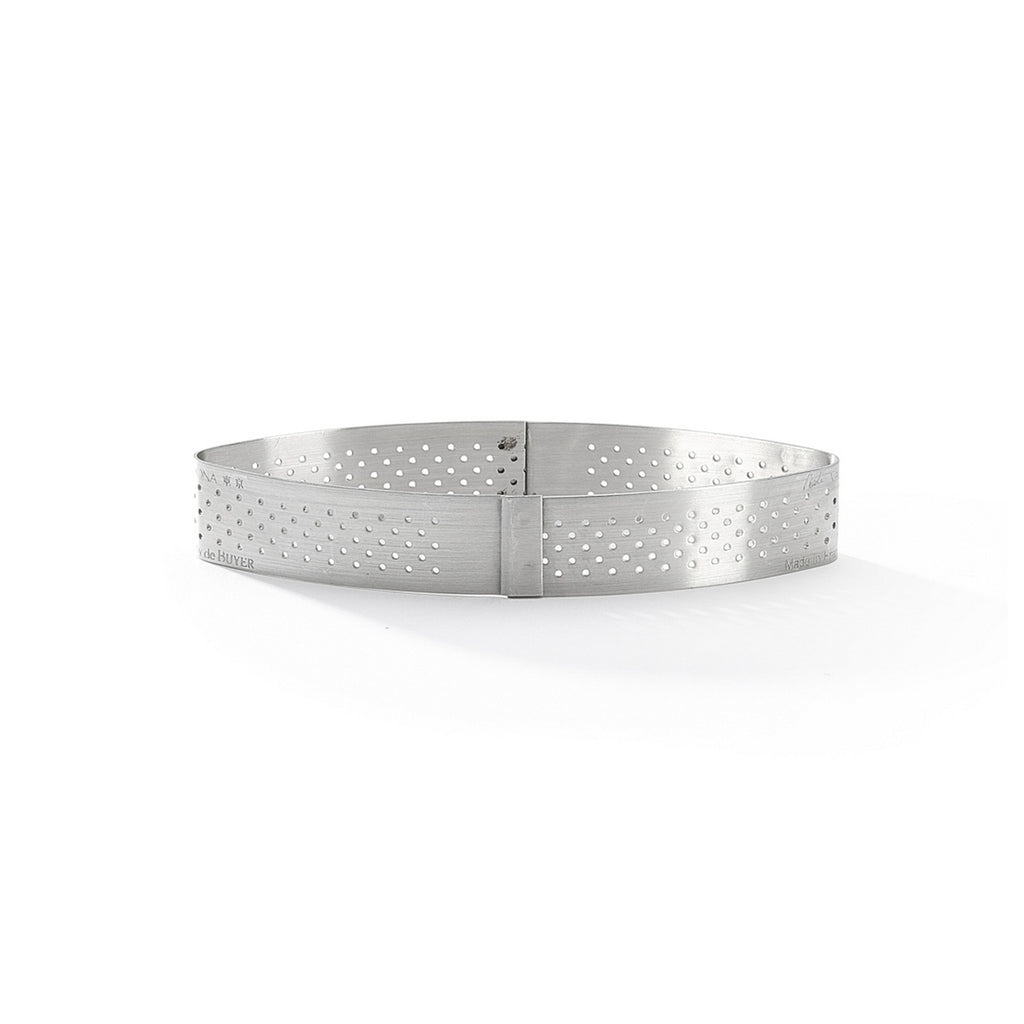 Cercle À Tarte Calisson Perforé En Inox Valrhona - 25.5 x 11 Cm - H. 2 Cm