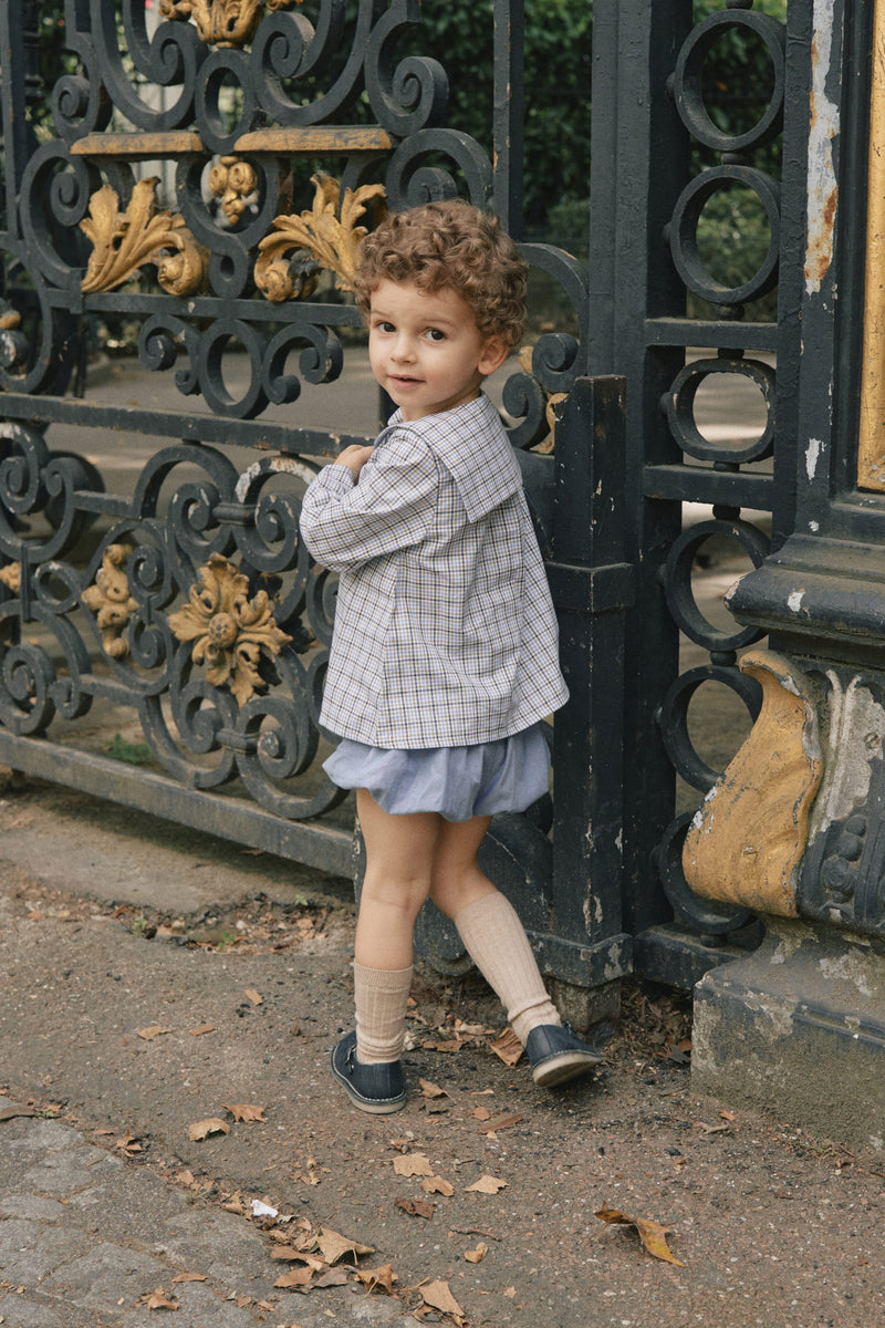 Blouse Monceau Carreaux Bleu Et Camel  - Multicolore