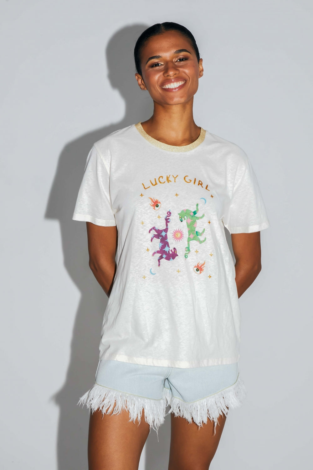 Le T-Shirt Fred Lucky Girl En Mélange Coton Lin