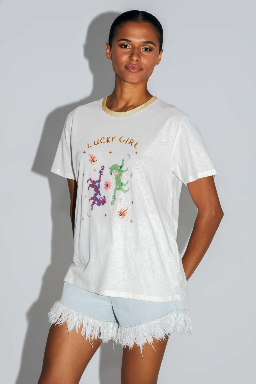 Le T-Shirt Fred Lucky Girl En Mélange Coton Lin