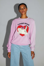 Sudadera The Eddie Lucky Cat De Algodón Orgánico Rosa Descolorido