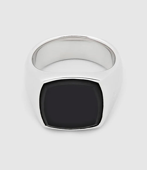 Tom Wood - Chevalière Cushion Argent Onyx - Unisexe