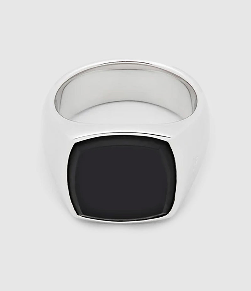 Tom Wood - Chevalière Cushion Argent Onyx - Unisexe