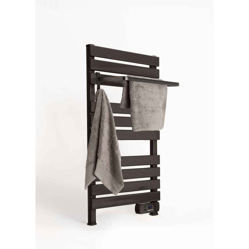 Warm Towel - Sèche-Serviettes Électrique Au Sol Ou Mural 500W Avec Étagère - Noir