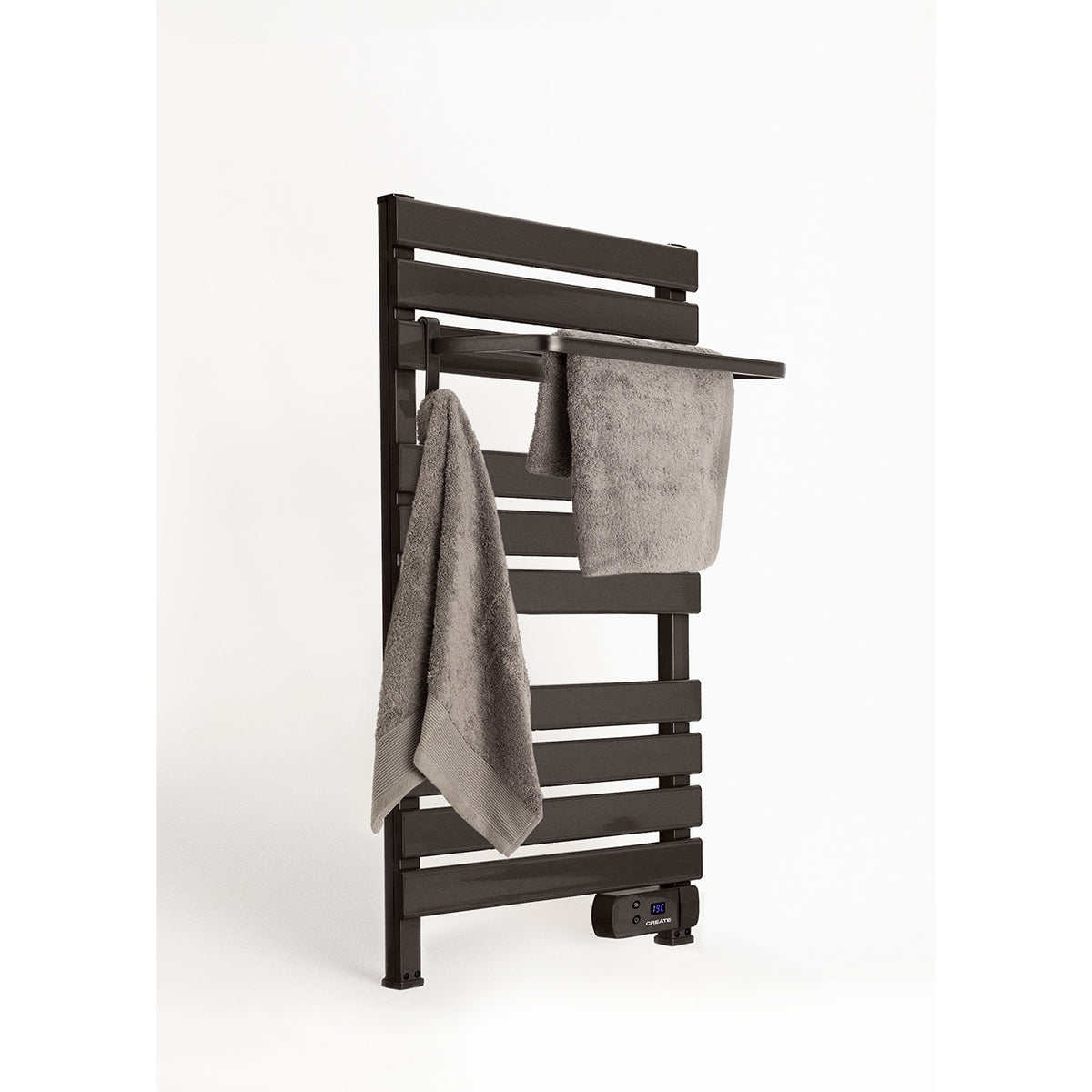 Warm Towel - Sèche-Serviettes Électrique Au Sol Ou Mural 500W Avec Étagère - Noir