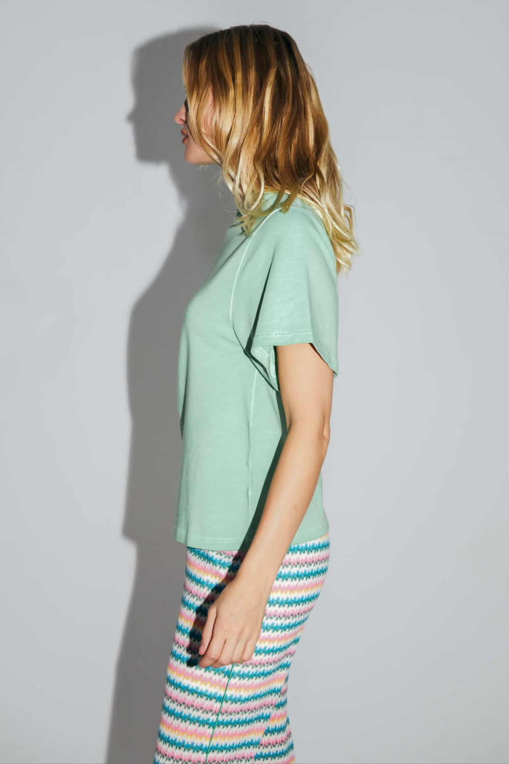 Camiseta de punto verde de algodón y modal de The Colette Collector