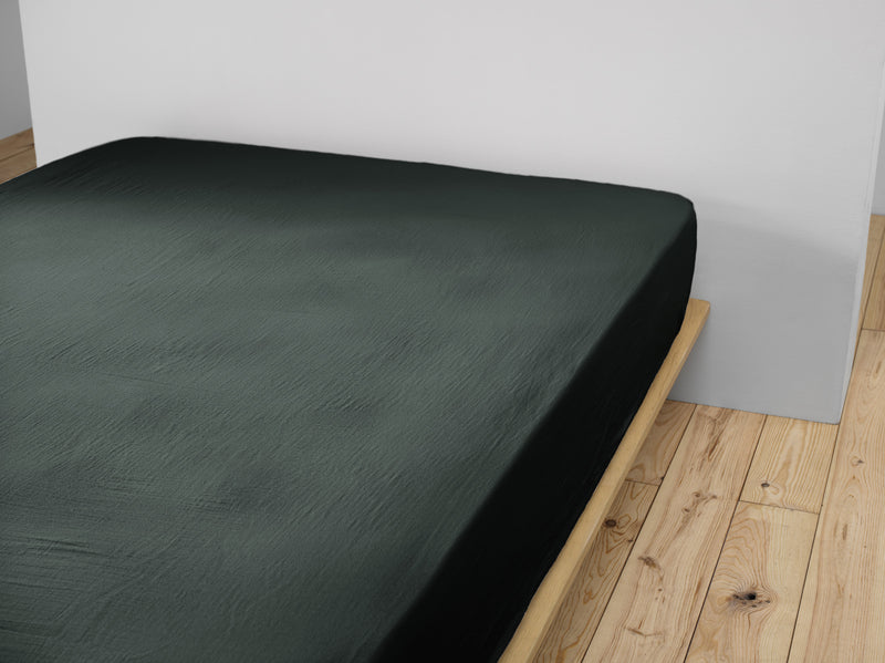 Fitted Sheet - Double Gauze Plain Cotton - Gaia - Fir Tree
