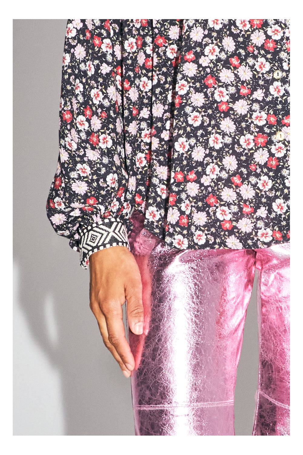 The Paola Shirt, Red and Pink Floral Gypsy Print