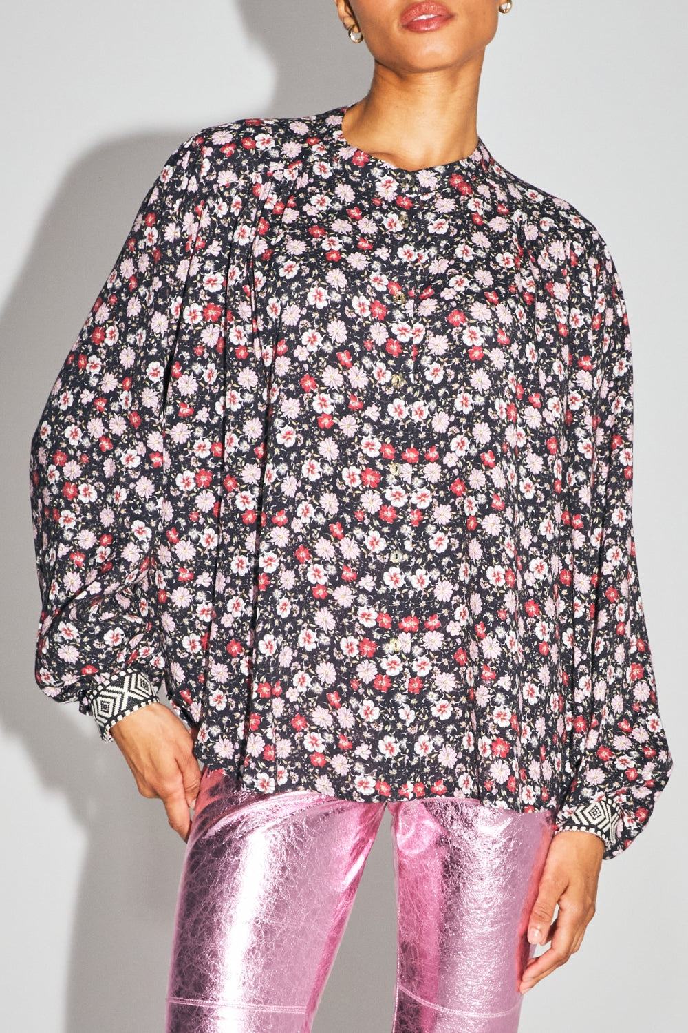 The Paola Shirt, Red and Pink Floral Gypsy Print