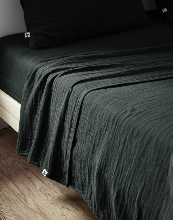 Gaia - Drap Plat - Double Gaze De Coton Unie - Sapin