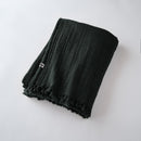 Fringe Throw - Double Gauze Plain Cotton - Gaia - Fir