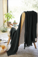 Fringe Throw - Double Gauze Plain Cotton - Gaia - Fir