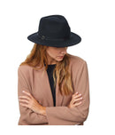 Chapeau Fédora Noir Détail Galon En Laine