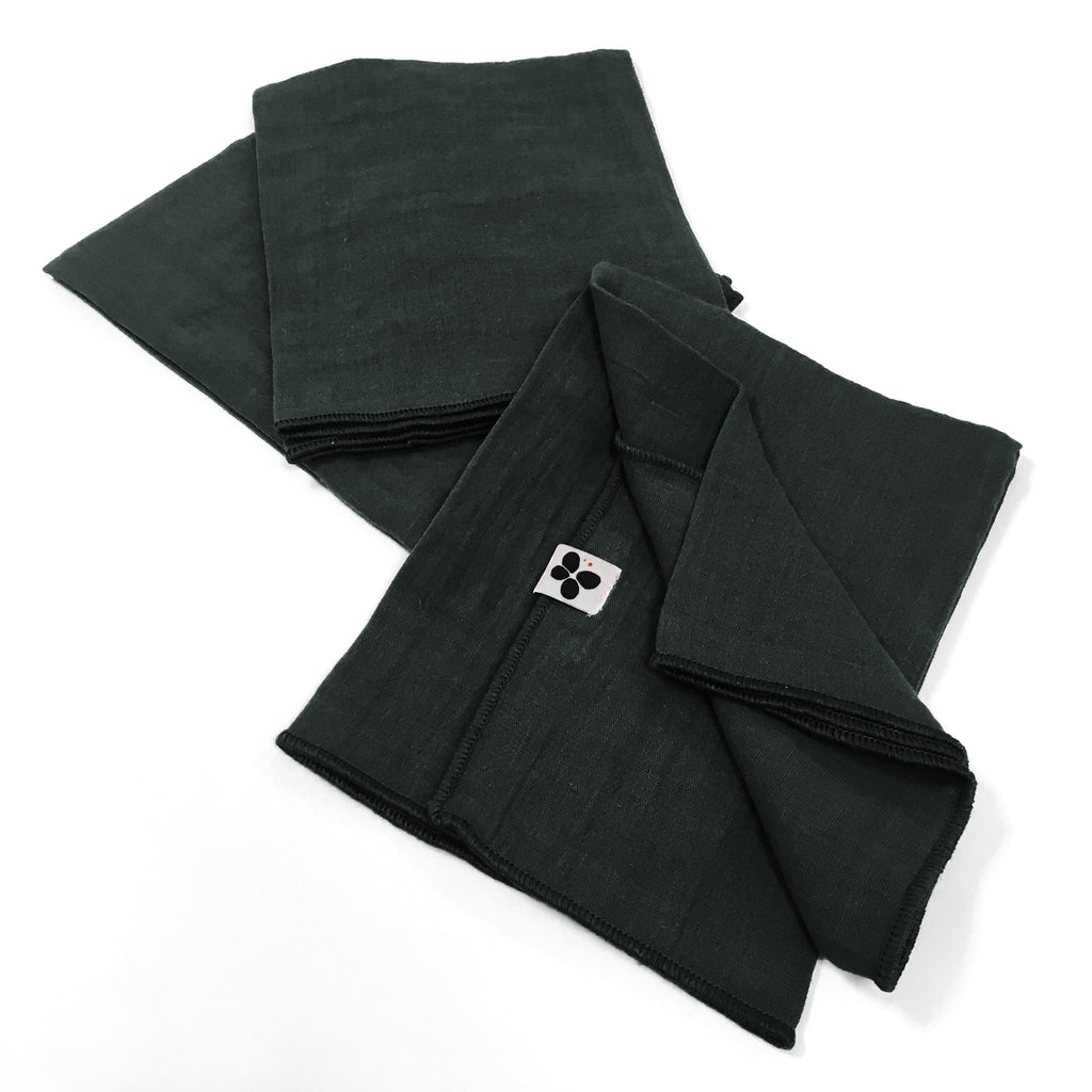 Gaia - Lot De 3 Serviettes - Double Gaze De Coton Unie - Sapin