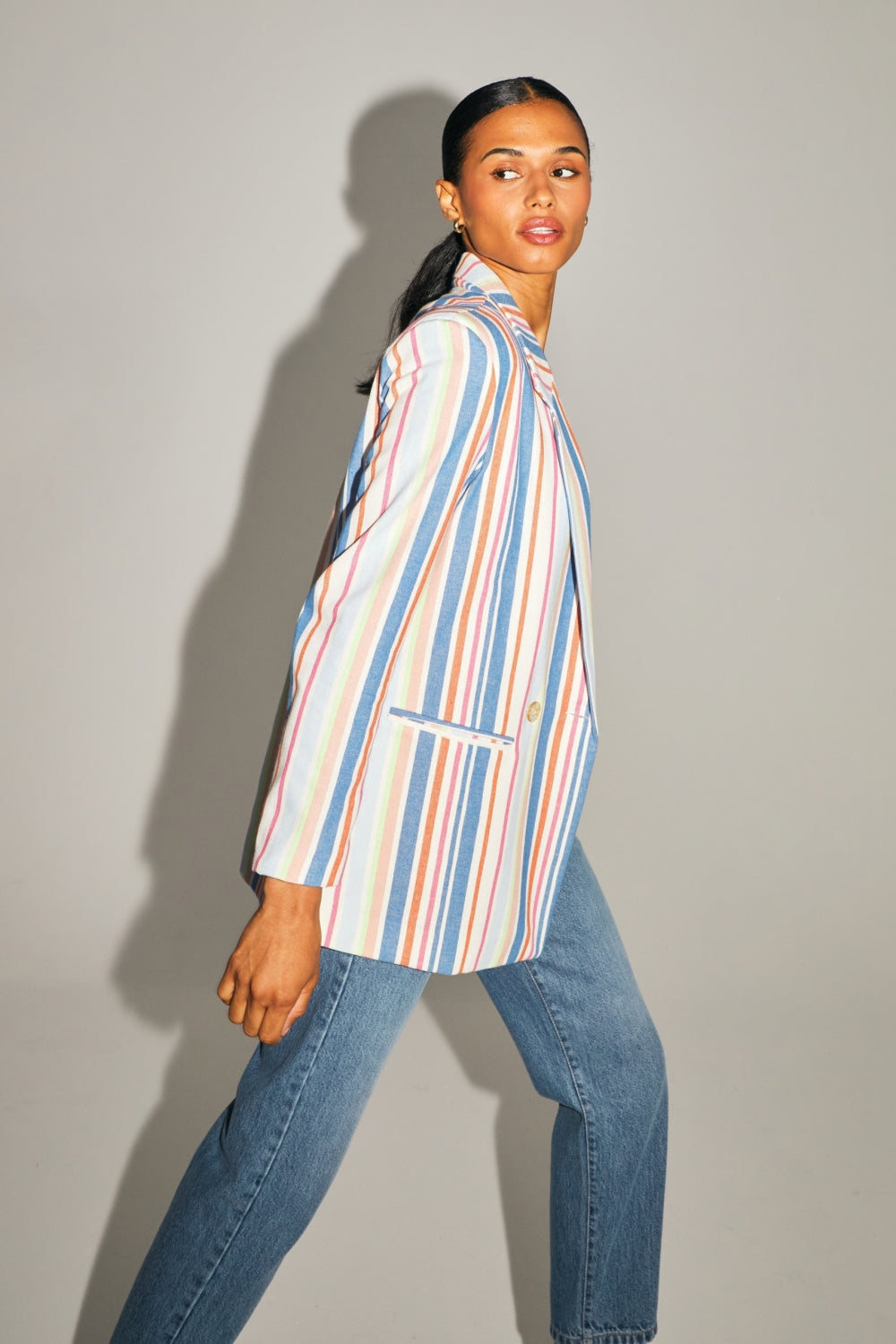 Le Blazer Ema À Rayures Pop Multicolores En Coton Organique