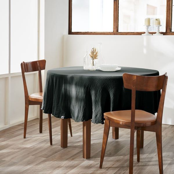 Gaia - Nappe Ronde - Double Gaze De Coton Unie - Sapin