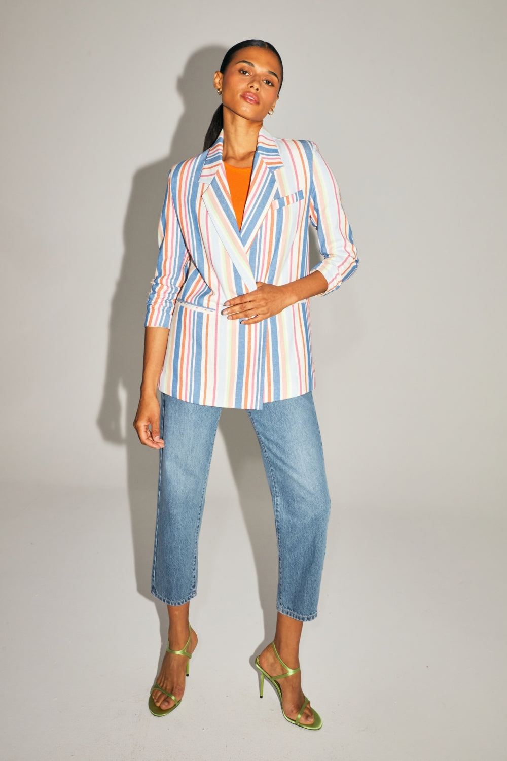 Le Blazer Ema À Rayures Pop Multicolores En Coton Organique