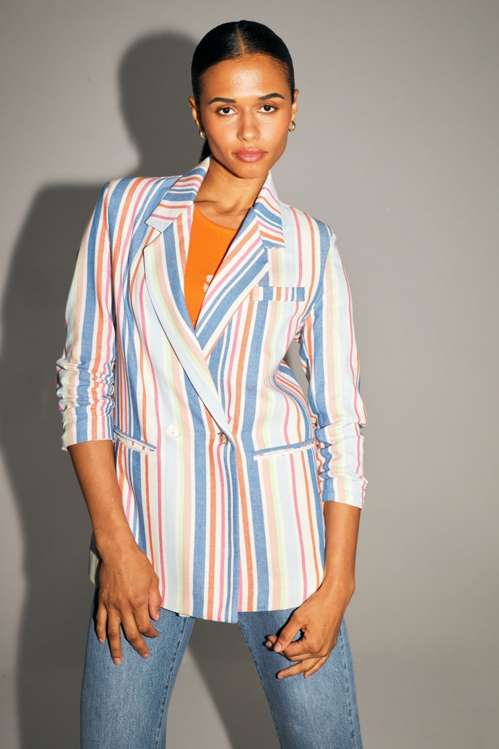 Le Blazer Ema À Rayures Pop Multicolores En Coton Organique