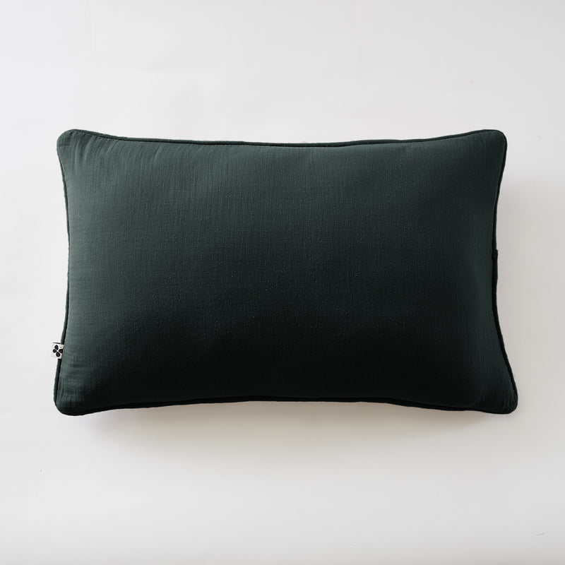 Coussin Déhoussable Avec Passepoil - Double Gaze De Coton Unie - Gaia - Sapin