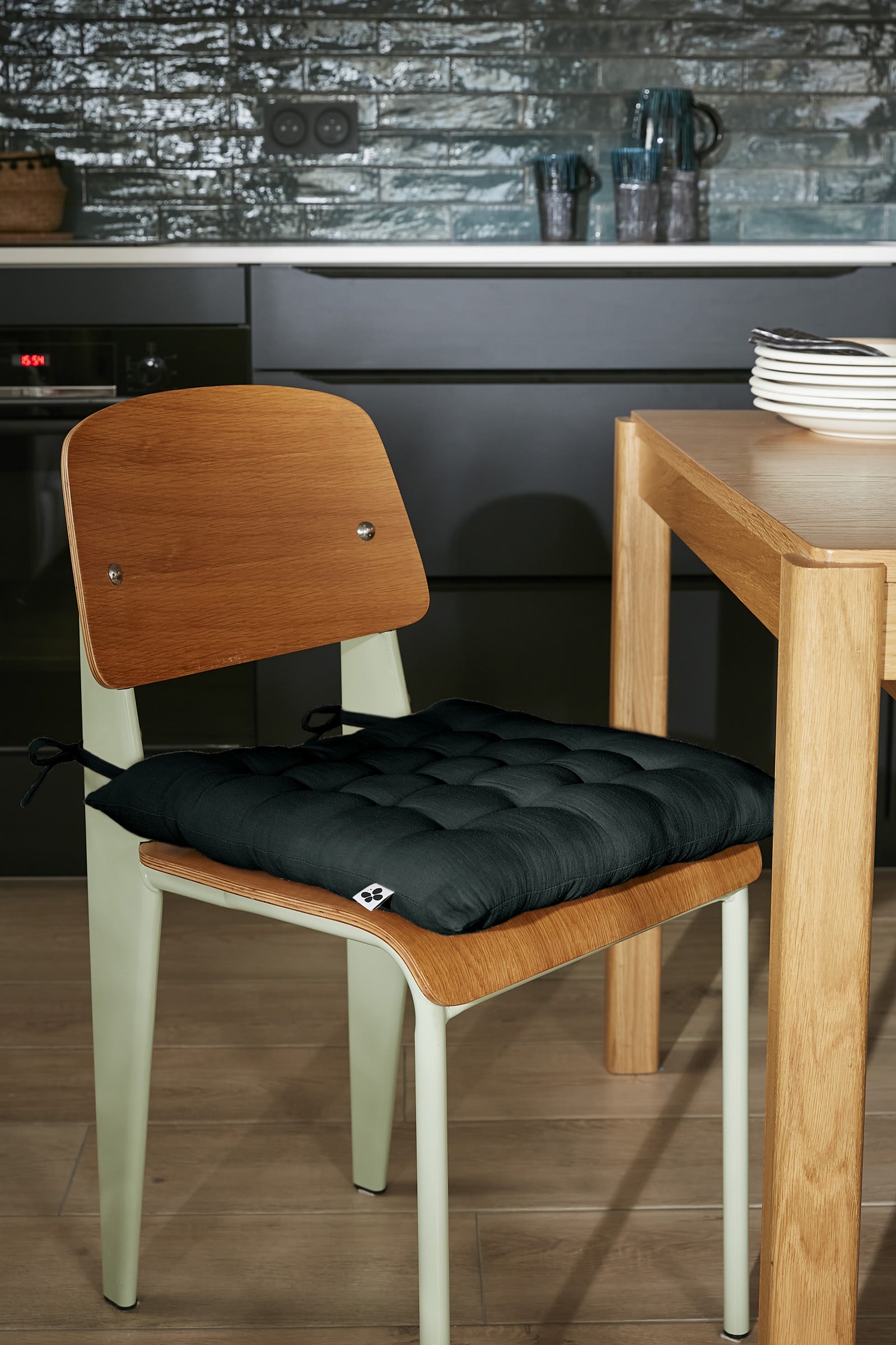 Gaia - Assise Matelassée 16 Points - Double Gaze De Coton Unie - Sapin