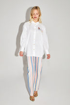 The Boho Cotton Linen Shirt With Cosmic Embroidery