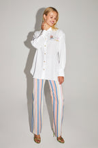 The Boho Cotton Linen Shirt With Cosmic Embroidery
