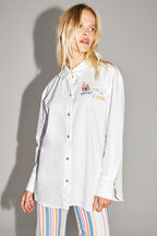 The Boho Cotton Linen Shirt With Cosmic Embroidery
