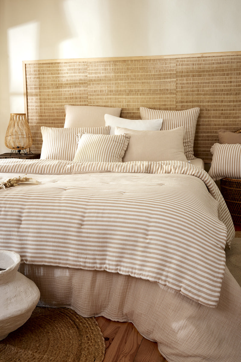 Bout De Lit - Gaze De Coton Tissée Teinte - Romie - Ficelle