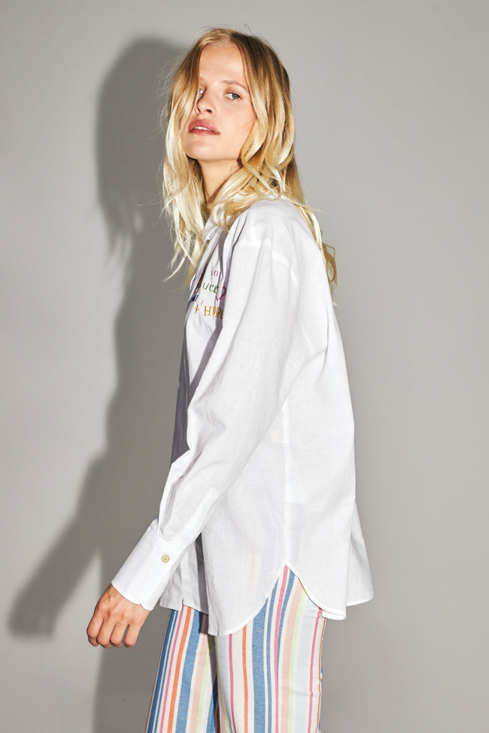 The Boho Cotton Linen Shirt With Cosmic Embroidery