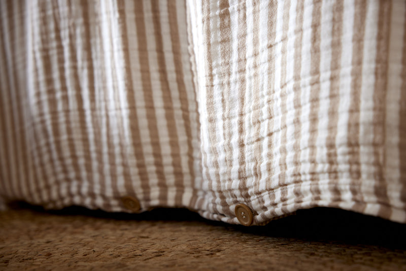 Housse De Couette Réversible - Gaze De Coton Tissée Teinte - Romie - Ficelle