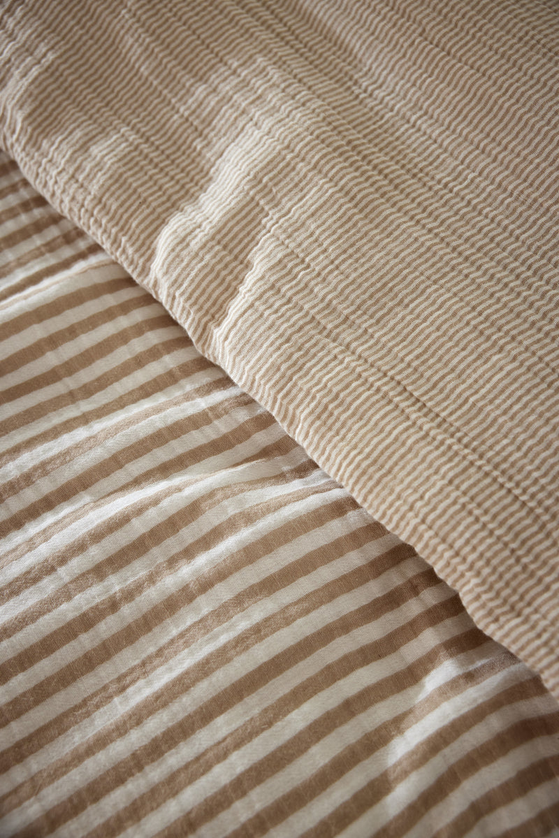 Housse De Couette Réversible - Gaze De Coton Tissée Teinte - Romie - Ficelle