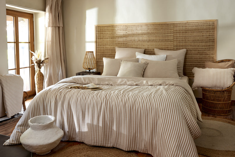 Housse De Couette Réversible - Gaze De Coton Tissée Teinte - Romie - Ficelle