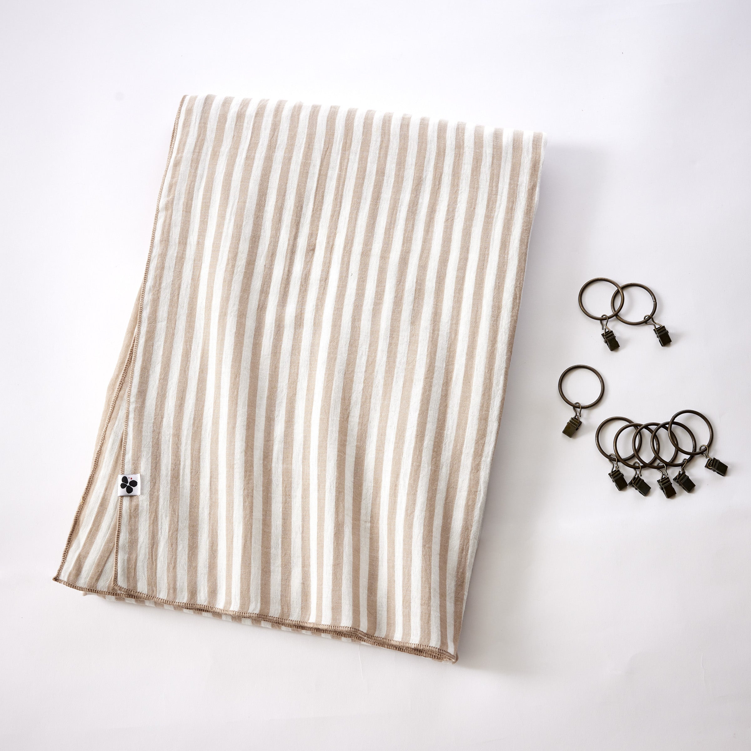 Romie - Adjustable Curtain + 8 Clip Rings - Dyed Woven Cotton Gauze - String