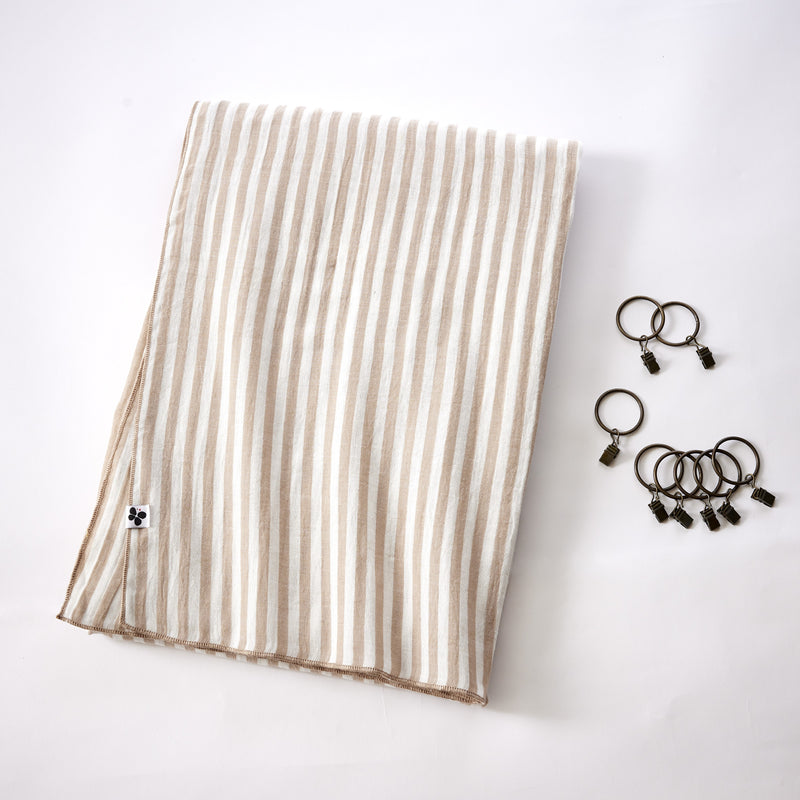 Adjustable Curtain + 8 Clip Rings - Dyed Woven Cotton Gauze - Romie - String