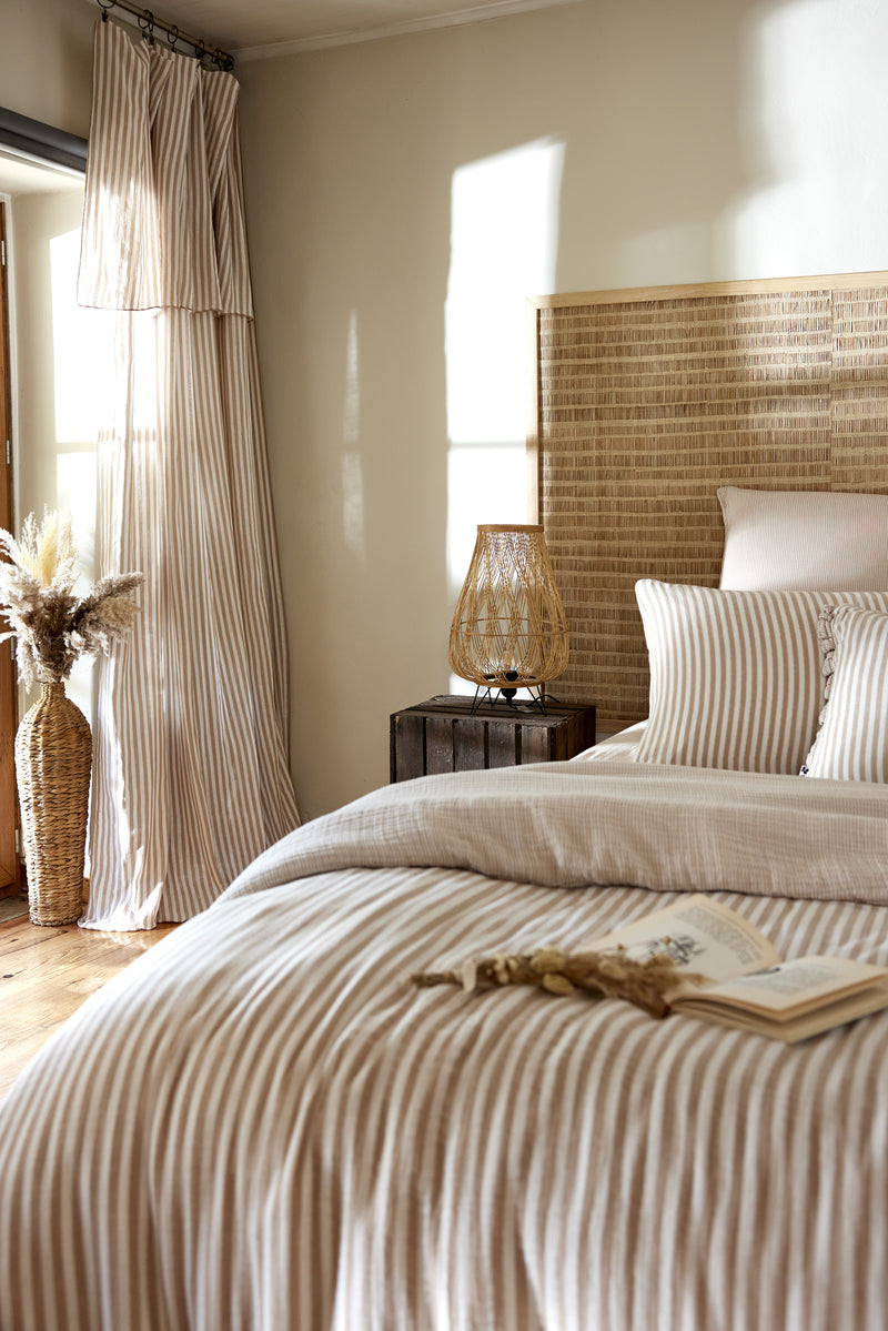 Adjustable Curtain + 8 Clip Rings - Dyed Woven Cotton Gauze - Romie - String