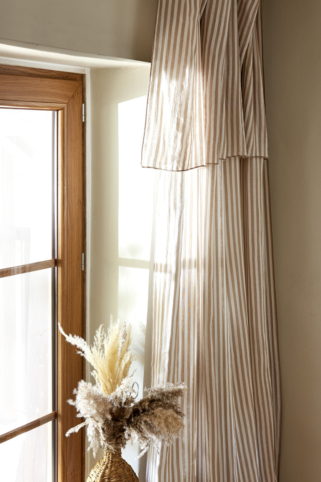 Romie - Adjustable Curtain + 8 Clip Rings - Dyed Woven Cotton Gauze - String