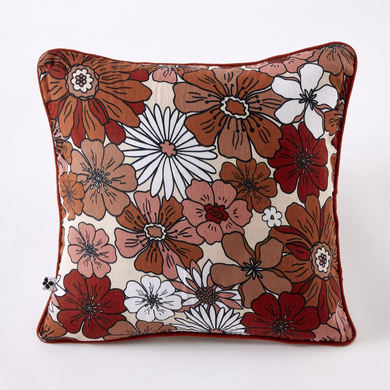 Coussin Déhoussable Avec Passepoil - Gaze De Coton Imprimée - Anna