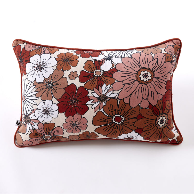 Coussin Déhoussable Avec Passepoil - Gaze De Coton Imprimée - Anna