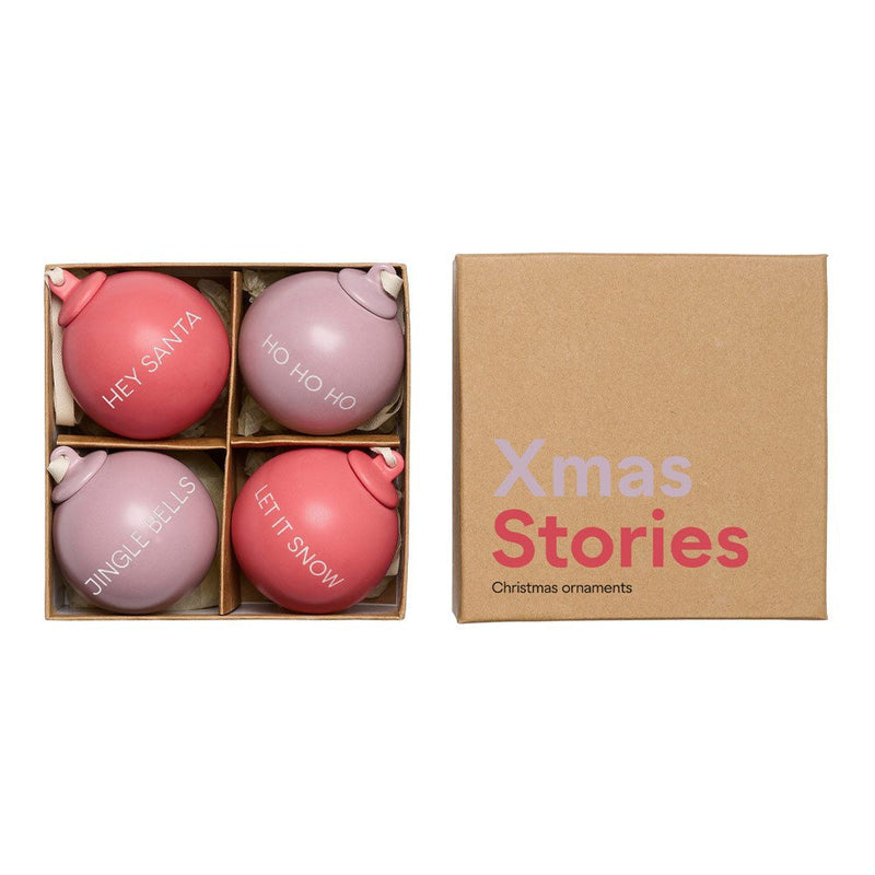 Lot De 4 Boules De Noël - 60mm - 3 Thématiques Couleurs Disponibles