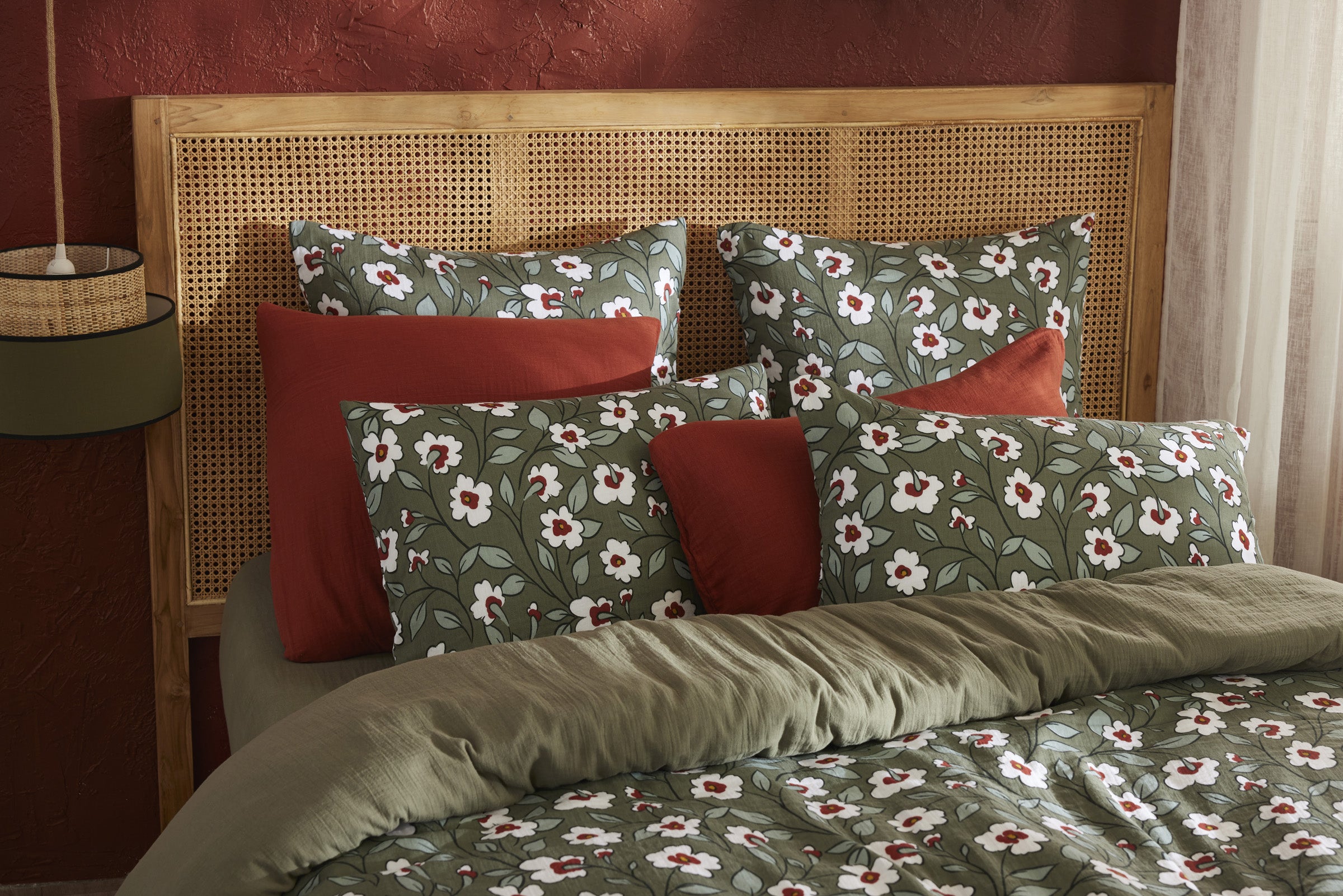 Flora - Funda de almohada - Gasa de algodón estampada